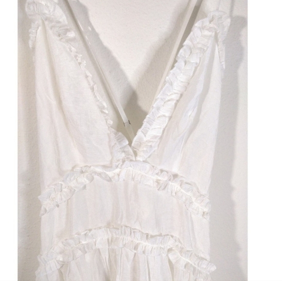 Princess Polly Dawning White Ruffle Plunge Babydoll Swing Dress Womens Size 10 - Picture 3 of 8
